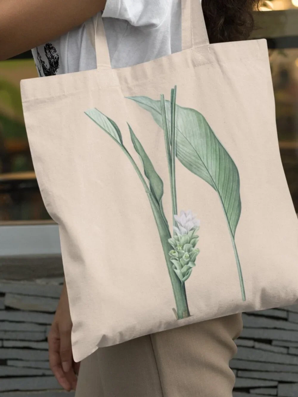 Turmeric Vintage Floral Print Graphic Canvas Tote Bag